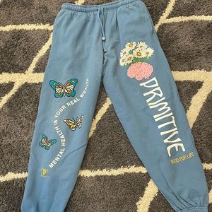 Blue primitive sweat pants men’s small with designs